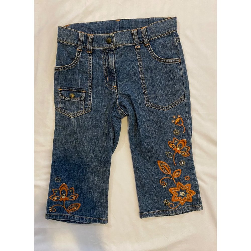 Gymboree 8 9 Savanna Sunset 2007 Shorts Blue Jean Bermuda Denim Long Embellished